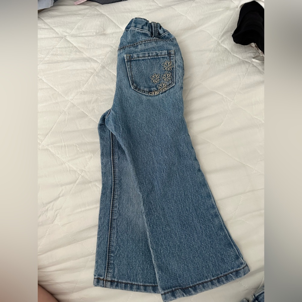 Cherokee size 2t little girls jeans bootcut with embroidery